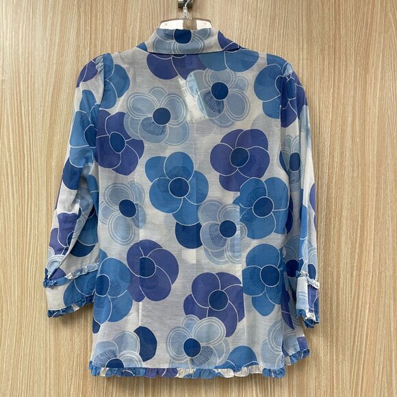 Odille Blue Print Blouse Size 6 - Picture 2 of 4